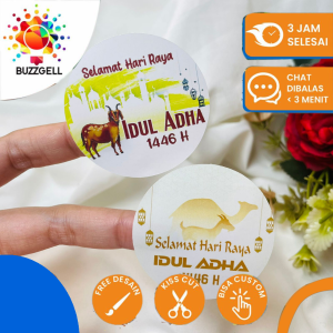 2-4 Buzz Gell Sticker Eid Adha Sticker Hari Raya Idul Adha Stiker Gift Haji Umroh Free Desain Custom
