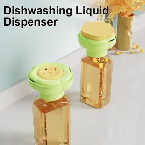 Household Dishwashing Liquid Press Flower Press Dishwashing Sponge Wipe Household Kitchen Cleaner