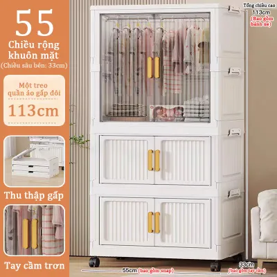 Tủ quần áo đa năng cho trẻ sơ sinh tủ nhựa lưu trữ dung tích lớn trang bị bánh xe xoay 360°.