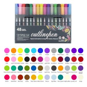 VIVIDI Self-Outline Double Line Outline Pens Shimmer 8/12/24/36/48/60colors Art Painting Pen Multi Functional Glitter Drawing Pen Gift