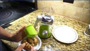 Vegetable Mandoline Chopper 3-Blades Spiral Slicer Vegetable Fruit Cutter Cheese ShredderVertical Rotating Drum Veggie Pasta Salad Maker