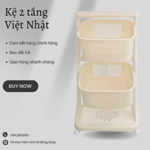 Kệ Đựng Đồ 2 Tầng Đa Năng - Giỏ Đựng Quần Áo 2 Tầng Có Bánh Xe Nhựa Việt Nhật