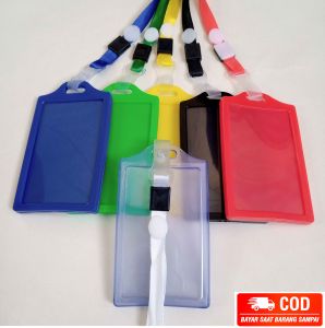 (3 Pcs) ID Card/Name Tag/Holder Karet 2 sisi dengan Tali lebar 1 cm