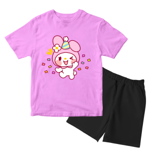 Baju Kaos Setelan Anak Perempuan Karakter Kartun Motif Melody Happy Lucu Usia 1 - 10 Tahun - DTF