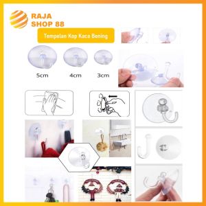 (3Pcs) Gantungan Kop Kaca Tempel 3cm 4cm 5cm Gantungan Hook Pakaian Kunci Multifungsi