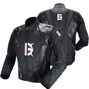 GHOST RACING Black Motorcycle Men Jacket Leather Motocross Jacket Armor Summer Cycling Protective Jacket Waterproof Moto Clothes
