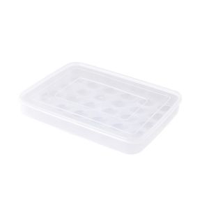 CHA Plastic Egg Storage Box Large Capacity 30 Grids Egg Tray Refrigerator Storage Box Stackable Refrigerator Egg Holder for Kitchen