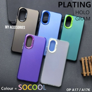 Case "SOCOOL" Plating COLOR Hologram Matte OPPO A17 A17K A16 A15 A15S A7 A12 A11K F9 Hardcase Hybrid Soft COLOUR Softcase Silikon Silicone Casing Warna Protect Pelindung Belakang Bodi Cover Acrylic Mika Hard Keras Doff Metalik SO COOL OPPO A12 4G S K