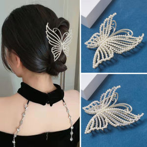 Kẹp tóc Bướm đính đá đính ngọc trai nhân tạo sang trọng hàn quốc