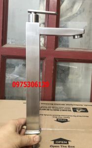 Vòi Rửa Mặt Lavabo Lạnh 100% inox 304 N6013 Fotar chống han gỉ vòi nặng chắc chắn cao 30cm đặt vòi trên bàn đá