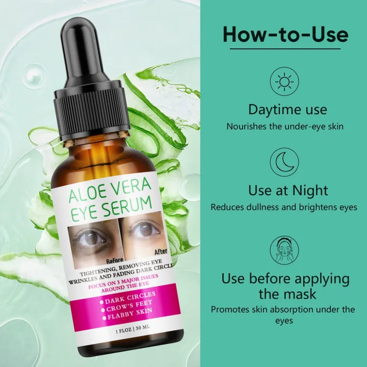 MOOYAM Aloe Vera Eye Essence Dark Circles Reduces Puffiness Bags Fine Lines Wrinkles Eye Essence.