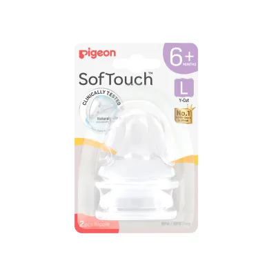 PIGEON SOFTOUCH NIPPLE 2PC L