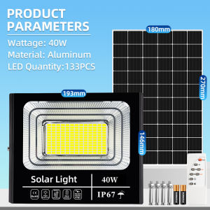 KKSKY 100W Solar Led Outdoor Flood Lights with solar panel IP67 Waterproof 40 60 Watts heavy duty for Street Garden Lamp With Remote