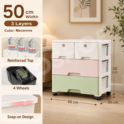 MOSHOE 50CM Plastic Drawer Cabinet Thickened Clothes Storage Organizer Space Saving Household Cabinet for Home