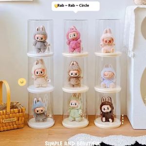 XUECHUANGYING Hand-made Bubble Mart Display Box Large Capacity Transparent  Storage Case Dust Proof Doll Toy Removable Rotating Display Stand Studio