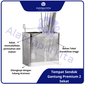 Tempat Sendok Garpu Stainless Gantung Rak Lubang Praktis Multifungsi Anti Jamur