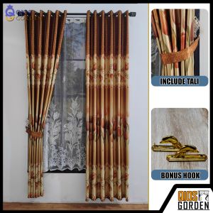 Gorden Jendela Kamar Kain Blackout Import Motif Bunga Tulip Model Smokring