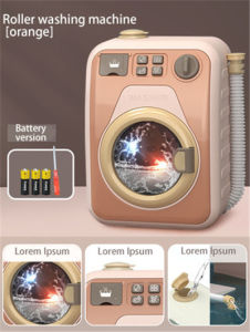 Children Electric Mini Drum Rotatable Washing Machine Toy Play House Kitchen Toy Rice Cooker Cooking Doll Toy Set Girl Gift