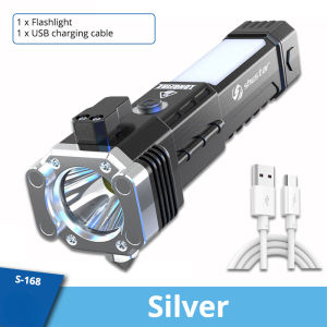 Led flashlight rechargeable super ligtht torch light powerful safety hammer flashlight with hammer emergency light Strong Light Magnets Side Light led flashlight waterproof original flash light COB Work Light fishing flashlight Camping Fire Self Rescue