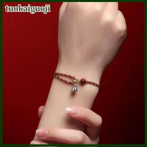 tuokaiguoji May mắn sen seedpod Cinnabar hạt vòng đeo tay cho phụ nữ người đàn ông Handmade bện dây thừng màu đỏ có thể điều chỉnh Vòng đeo tay vài đồ trang sức quà tặng