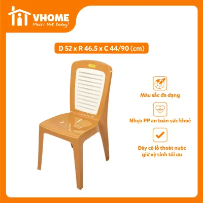 Ghế Nhựa Tựa Lưng Đại 9 Sọc - Chắc Chắn Dày Dặn Nhựa PP Chính Phẩm - Nhựa Vĩ Hưng