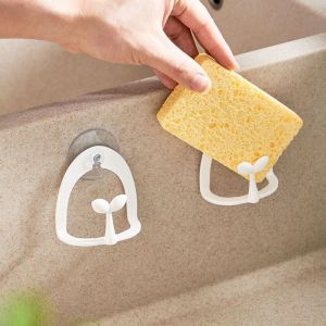 JIYAN2866 Suction Cup Sink Drain Rack Durable PP Sponge Storage Holder Multifunctional Kitchen Organizer Kitchen Bathroom