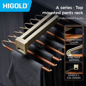 HIGOLD Wardrobe Drawer Pull Basket Top Mounted Storage Trouser Rack Home Cloakroom Telescopic Drawer Pull Basket Sliding Wardrobe Hardware Accessories