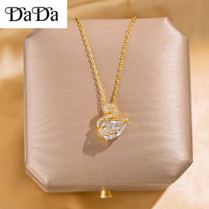 Pure 916 Gold Necklace Womens Opal Swan Zircon Pendant Jewelry for a Friends Birthday Gift buy 1 take 1 pearl earrings 项链