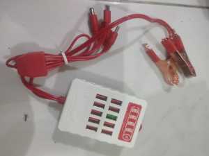 Charger TC Aki LCD 15 In 1 8USB TAO-03/ Clip Charger Motor Ke Handphone TC Aki Galitong LCD 15in1 Universal