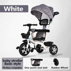 Stroller Bike for Baby 3 Wheels Bike with Seat Belt and Front Back Basket