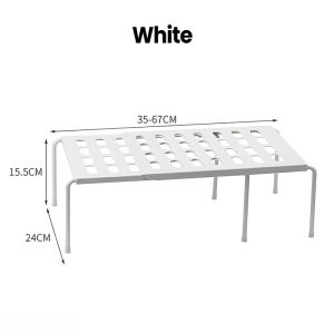 Expandable Storage Rack Kitchen Cabinet Shelf Organizers Adjustable Plate Dish Cupboard Counter Retractable Kitchen Shelf