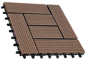 Singapore stock. WPC tile Composite DIY Interlock Decking Floor Tiles Slabs - 30 x 30 x 2.2cm - Coffee colour(Pack of 6 tiles/6 square ft)