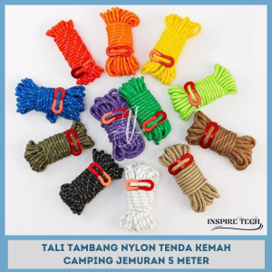 Tali tambang Nylon Tali Jemuran Baju Nylon 10m Anti Slip Ikat Tambang Kemah Camping Nilon 5 METER