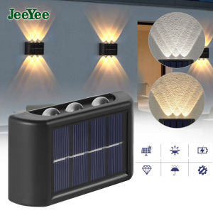 JeeYee Solar Wall Lamp Outdoor Light Lampu LED Waterproof Square Fence Villa Garden Solar Light Up and Down Luminous Lighting Decoration Lights太阳能户外壁灯