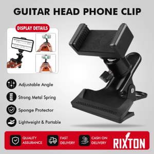 Rixton Guitar Head Clip Mobile Phone Holder Live Broadcast Bracket Clip Head for Guitar Bass kalimba(Guitar Head Phone Clip)