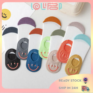 Lollipop Socks Happy Face Breathable Women Non-Slip Invisible Casual Socks No Show Socks Korean Socks Women Stokin Pendek Perempuan Cute Socks Women Stoking Wanita Stokin Perempuan Stokin Comel