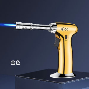 Torch lighter refillable Rotating Windproof Cigar Barbecue Outdoor Kitchen Inflatable torch lighter Blue torch butane