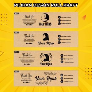 Roll Hijab Label Belt Packaging Hijab Kraft Paper Samson Souvenir Makanan Custom Ukuran 5 x 30 cm