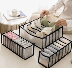 Nylon Drawer Dividers – 6/7/11 Compartment Storage Box Set for Clothes & Underwear Organization