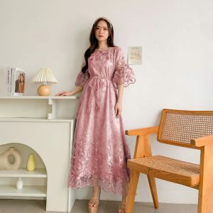 Dress Daniella Brukat Mewah Kekinian Cantik Model Terbaru Dress Natal Cantik Dress Kondangan Bisa COD