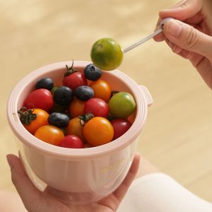 HUNIU Transparent Fruit Drain Basket Thickened Double Layered Vegetable Washing Basin Food Grade Quickly Drain Fruit Cleaning Bowl with Strainer Kitchen