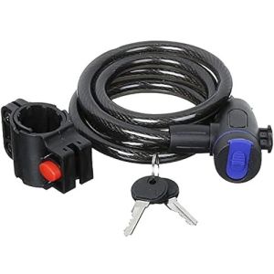 Khóa Dây Chống Trộm Xe Đạp Có Khung Khóa Đường Kính Dây Cáp Bọc Nhựa 7mm Dài Tổng 85cm Có Nắp Che Chống Nước