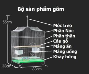Lồng chim lớn (2 size) chuồng dùng cho mọi loại chim cảnh đủ phụ kiện