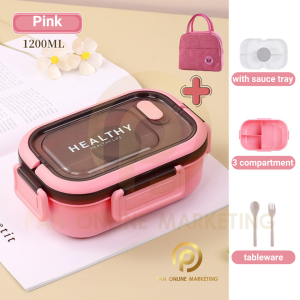 Microwaveable 1200ml Double Layer With Sauce Disc Bento Lunch Box Food Container Bekas 饭盒 便当盒 微波炉 Bekal Makanan