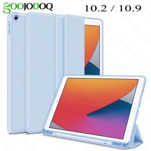GOOJODOQ Case Capa dengan Pencil Holder untuk iPad Air 3 10.5 iPad 10.2 2019 iPad 6th 7th Generation