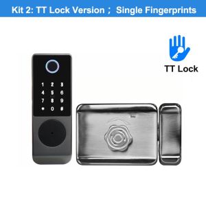 RAYKUBE W7 Stainless steel Double Fingerprint Lock Outdoor Gate Waterproof TT Lock/ Tuya Smart Door Lock Digital Electronic Lock
