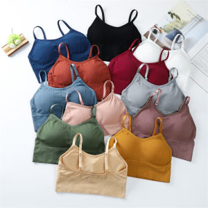 3PCS Womens camisole bra underwear Pure color Sports camisole underwear Cotton One size fits all Breathable Comfortable