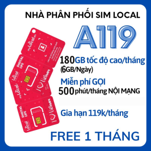 ( MIỄN PHÍ 1 THÁNG ĐẦU ) Sim Siêu Data 4G Mobifone A119 Có 6GB Tốc Độ Cao Mỗi Ngày + 500 Phút Gọi Nội Mạng Mỗi Tháng . FREESHIP - CHƯA KÍCH HOẠT.