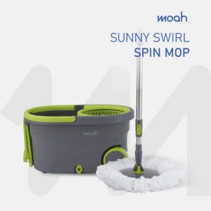 Bộ Cây Lau Nhà Sunny Swirl Spin Mop 2in1 MOAH MLM1239-GR - Bánh Xe Linh Hoạt - Hàng Chính Hãng