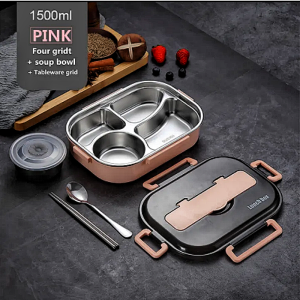 304 Stainless Steel 304 Lunch Box With Soup Bowl Leak-Proof Bento Box Dinnerware Set Microwave Adult Student Food Container